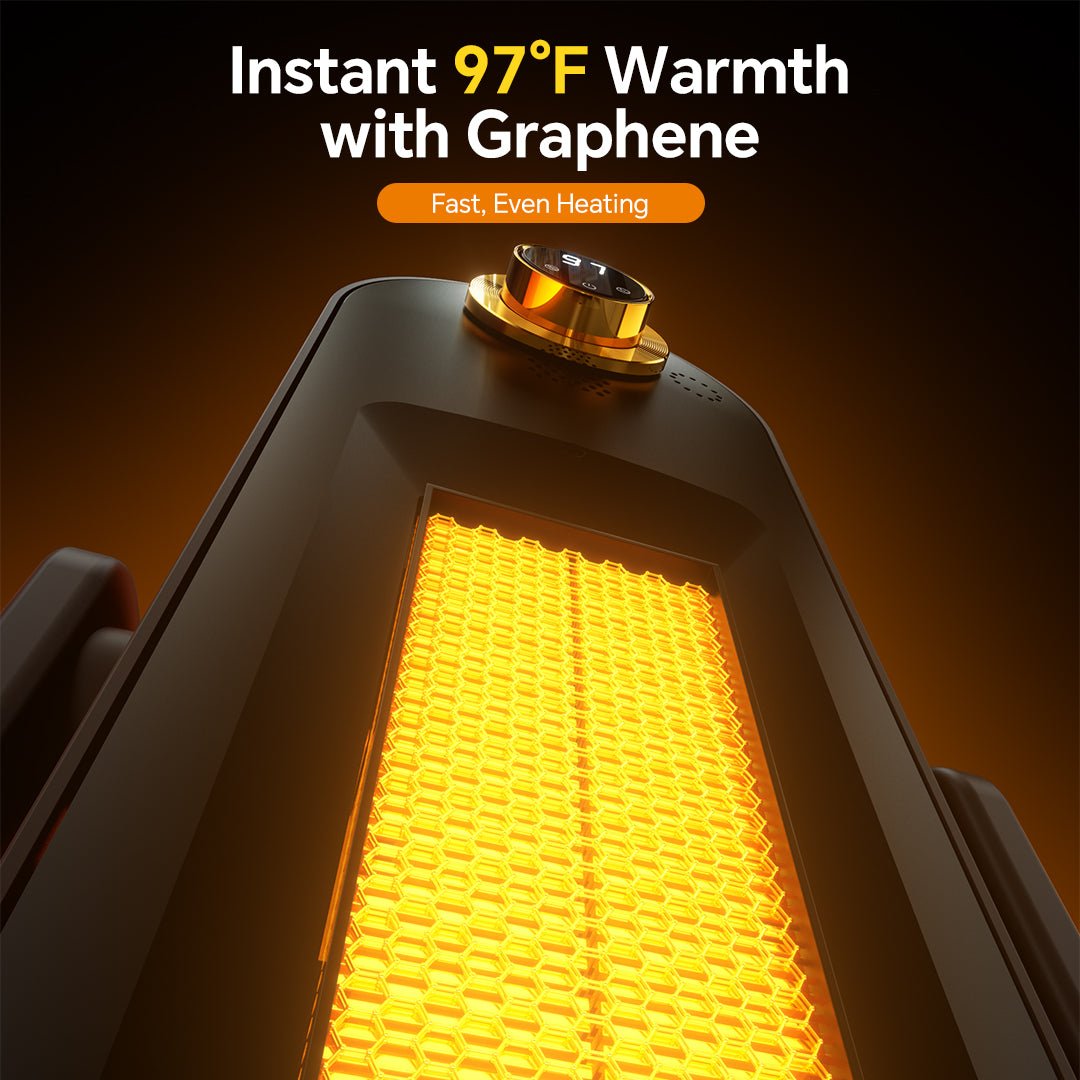 JZOOM graphene heater delivers instant, even heating up to 97°F for rapid warmth.