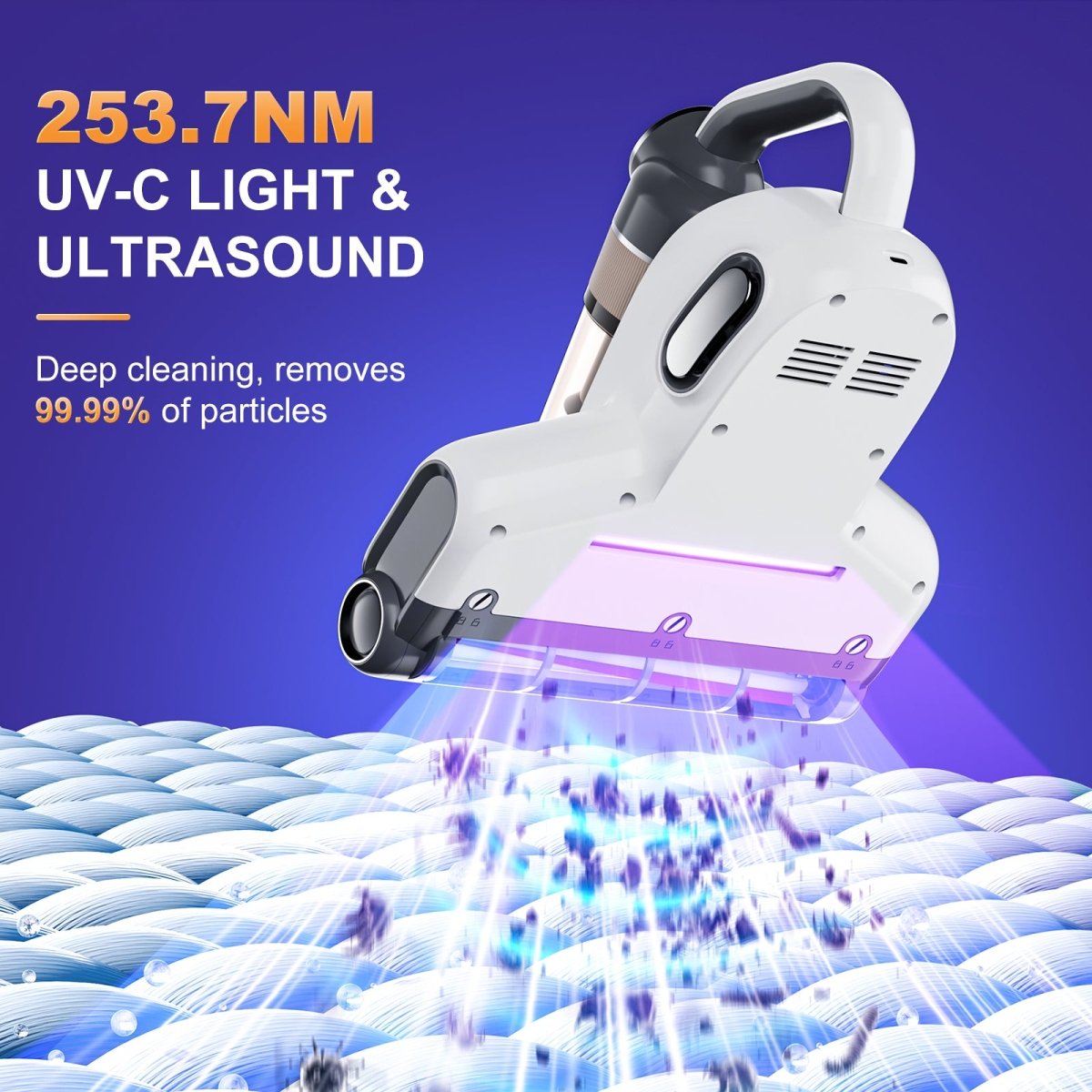 Jzoom mattress vacuum cleaner - 253.7NM UV-C light & ultrasound: deep cleaning removes 99.99% of particles from mattresses