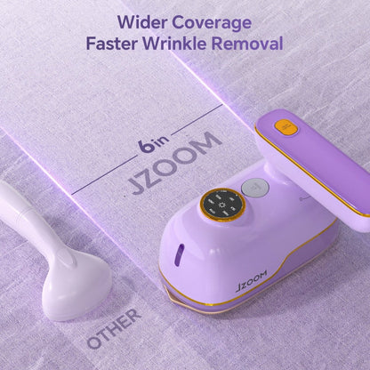 JZOOM S10 garment steamer - wider coverage (6in panel) for faster wrinkle removal vs smaller panel of other steamers.
